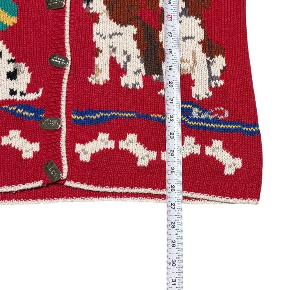Vintage Design Options Dog Pets Red Ramie Cotton Cardigan Sweater Women's Medium - Picture 9 of 10